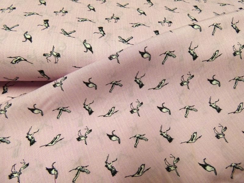 bedrukte viscose roze ooievaar bedrukte viscose roze ooievaar