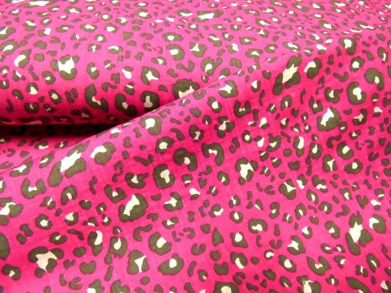 katoen/viscose hard roze panter printje katoen/viscose hard roze panter printje