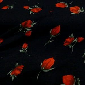 bedrukte tricot klaproosje donker blauw